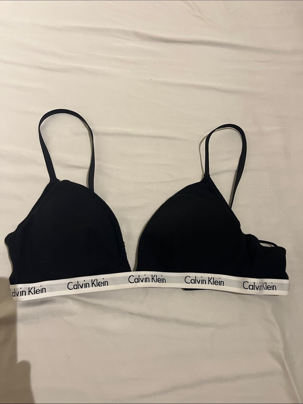 Calvin Klein Black Bra with White Logo Elastic
